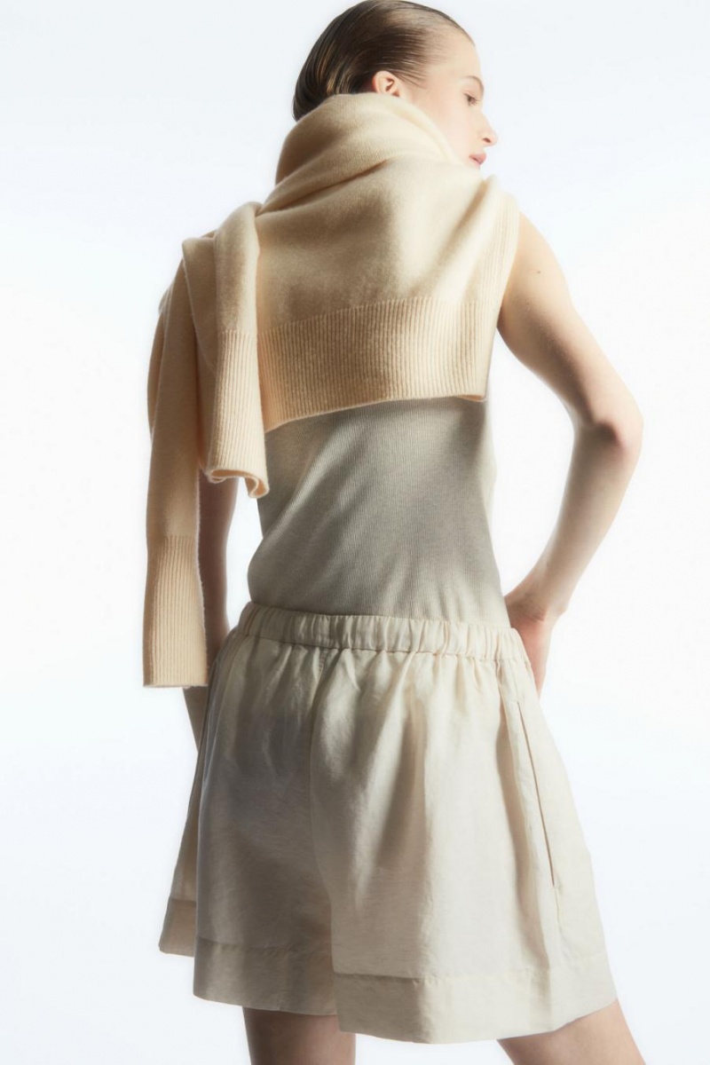 COS Linen Drawstring Rövidnadrág Női Fehér | WUD-271935
