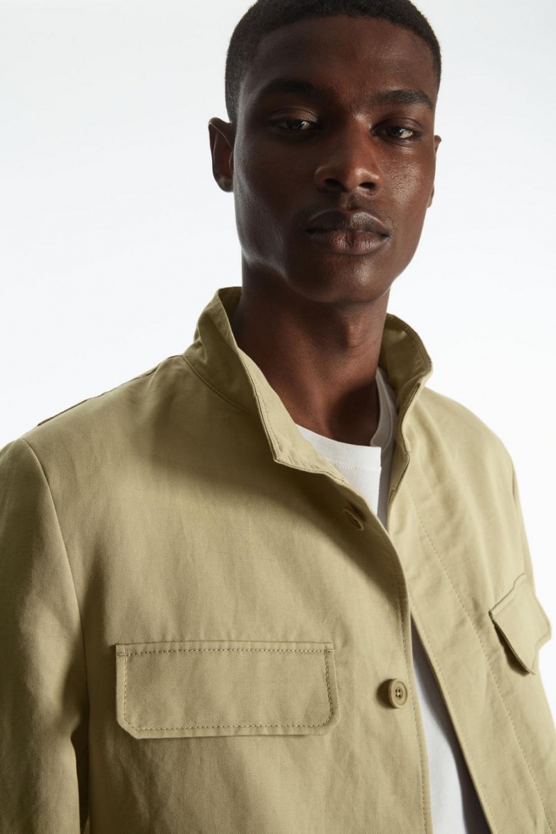 COS Linen Field Kabát Férfi Bézs | JKM-137958