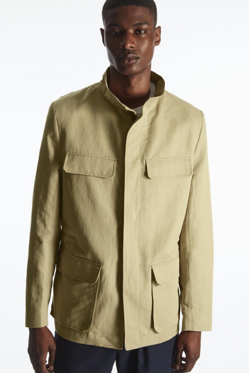 COS Linen Field Kabát Férfi Bézs | JKM-137958