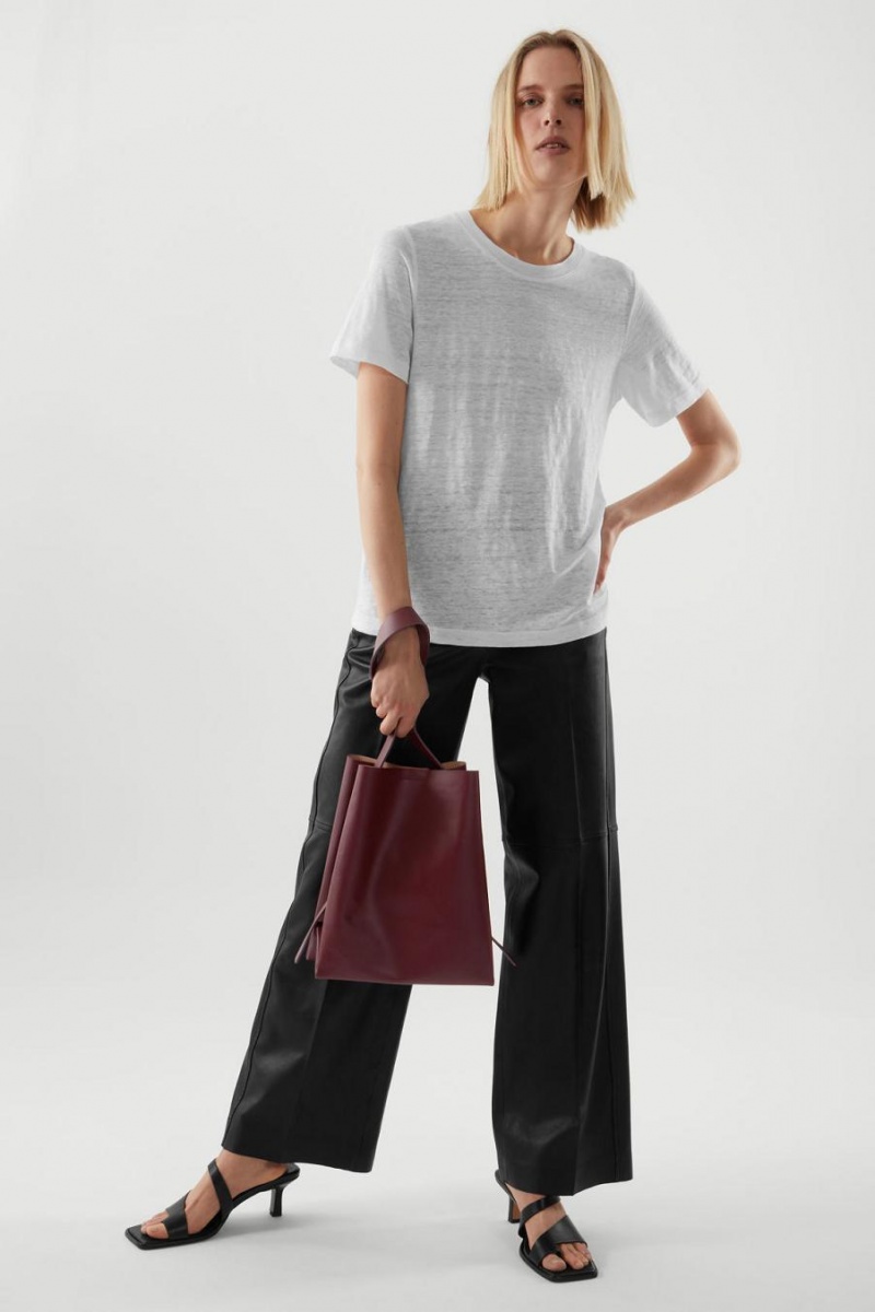COS Linen Póló Női Fehér | GLK-157439