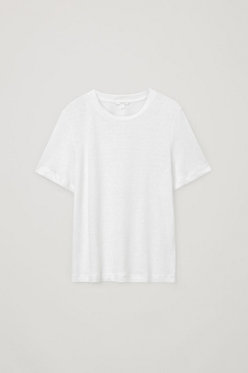 COS Linen Póló Női Fehér | GLK-157439