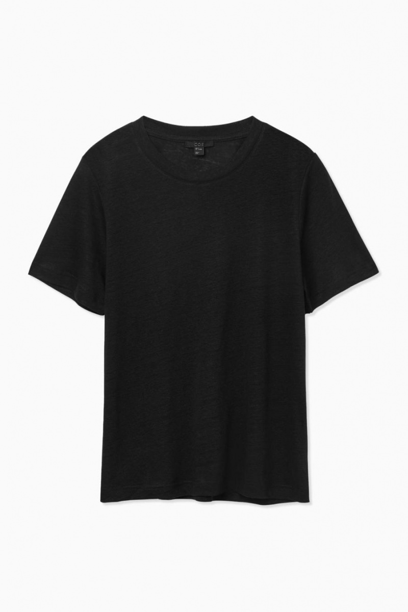 COS Linen Póló Női Fekete | LFM-621840