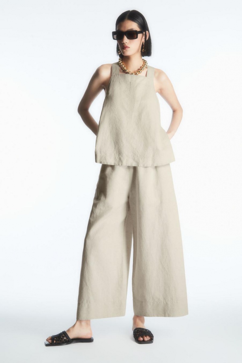 COS Linen-blend Culottes Nadrág Női Bézs | MFQ-843529