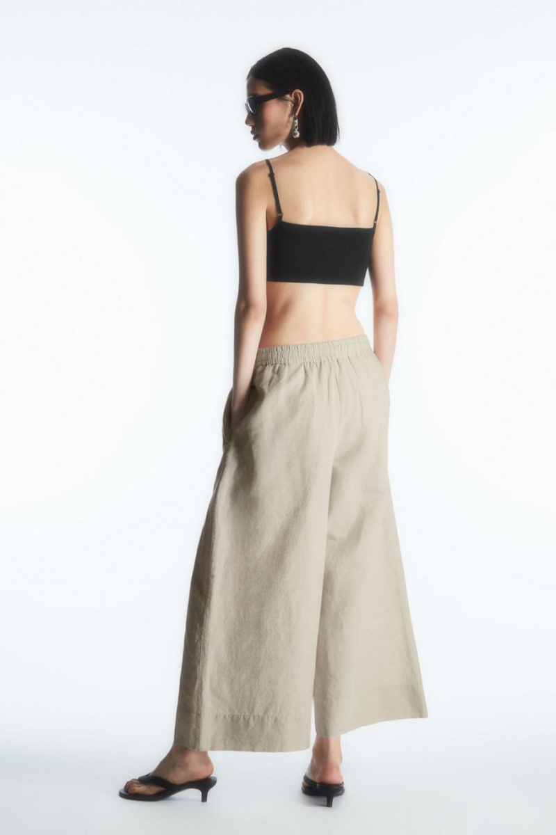 COS Linen-blend Culottes Nadrág Női Bézs | MFQ-843529