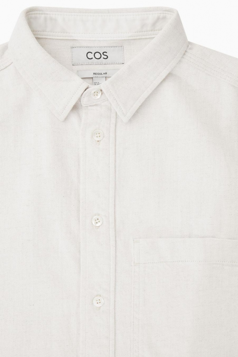 COS Linen-blend Denim Ing Férfi Fehér | ZDT-480136