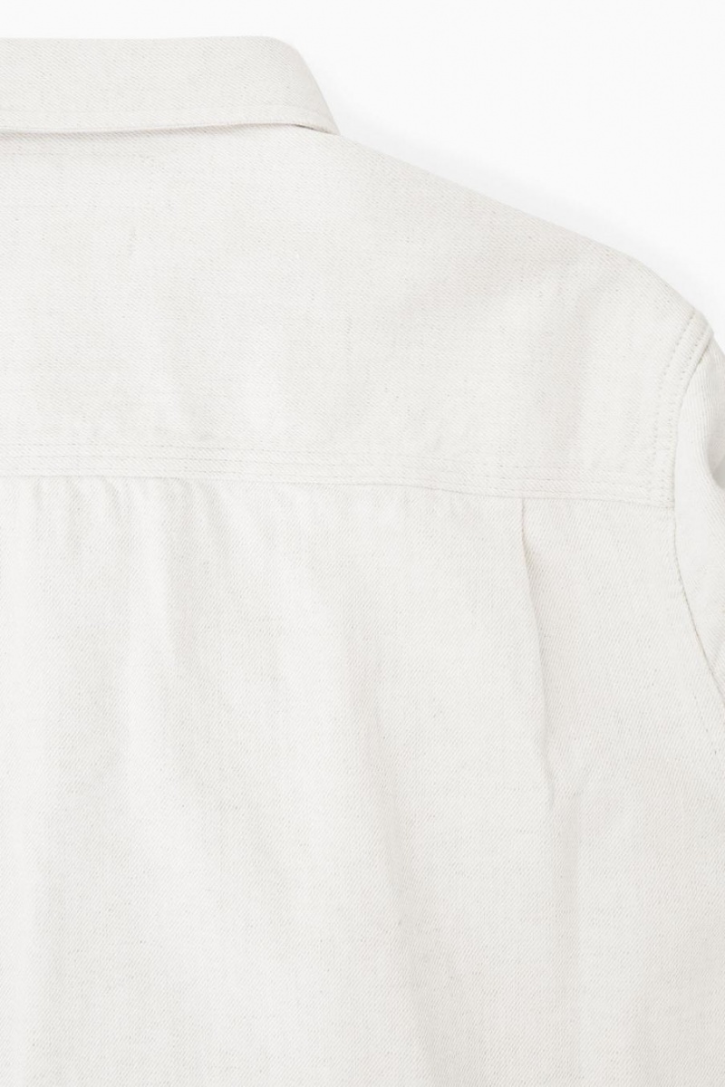 COS Linen-blend Denim Ing Férfi Fehér | ZDT-480136