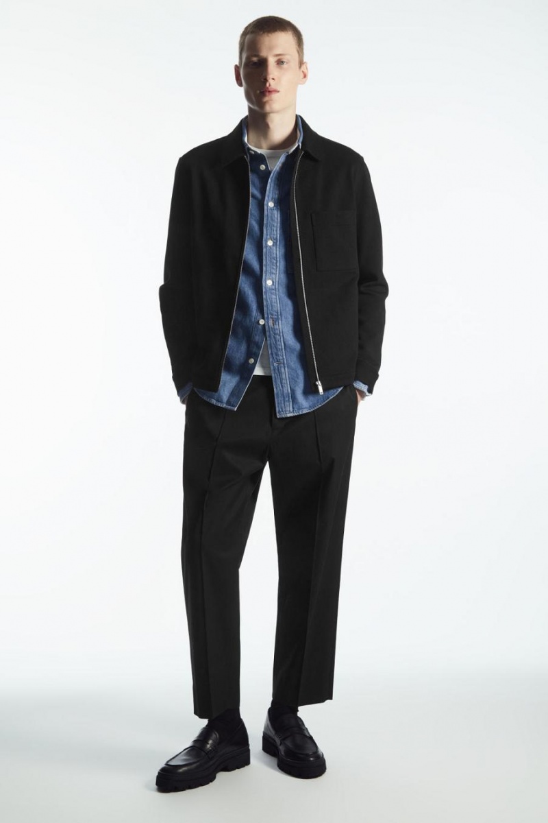 COS Linen-blend Denim Ing Férfi Kék | CIV-018793