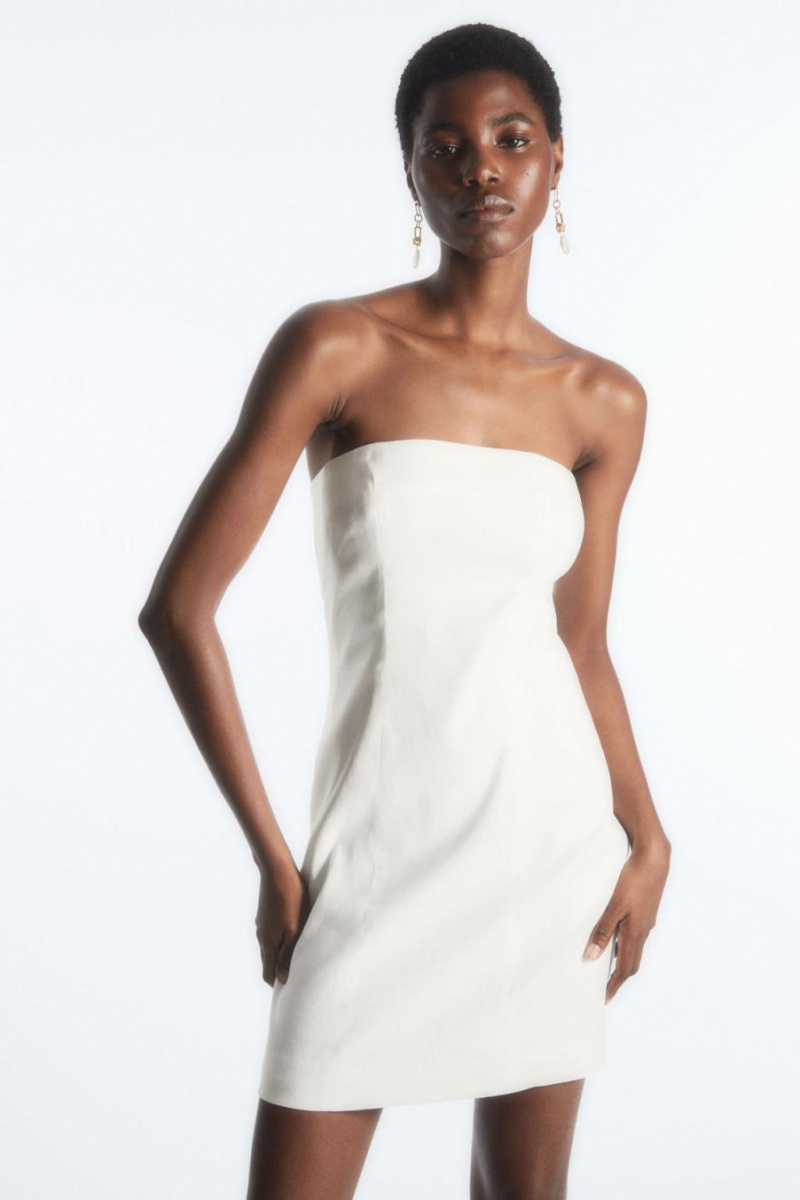 COS Linen-blend Mini Bustier Ruha Női Fehér | NZX-081523