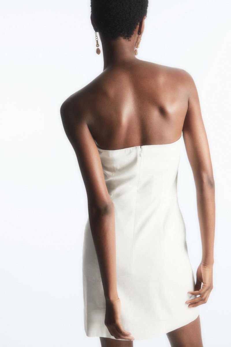 COS Linen-blend Mini Bustier Ruha Női Fehér | NZX-081523