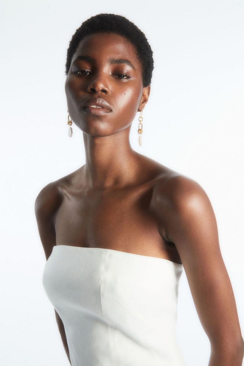 COS Linen-blend Mini Bustier Ruha Női Fehér | NZX-081523
