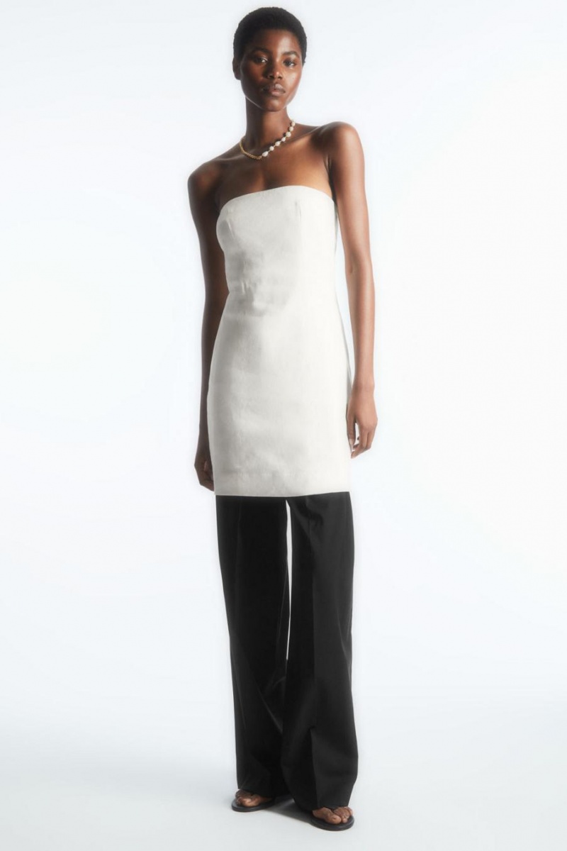 COS Linen-blend Mini Bustier Ruha Női Fehér | NZX-081523