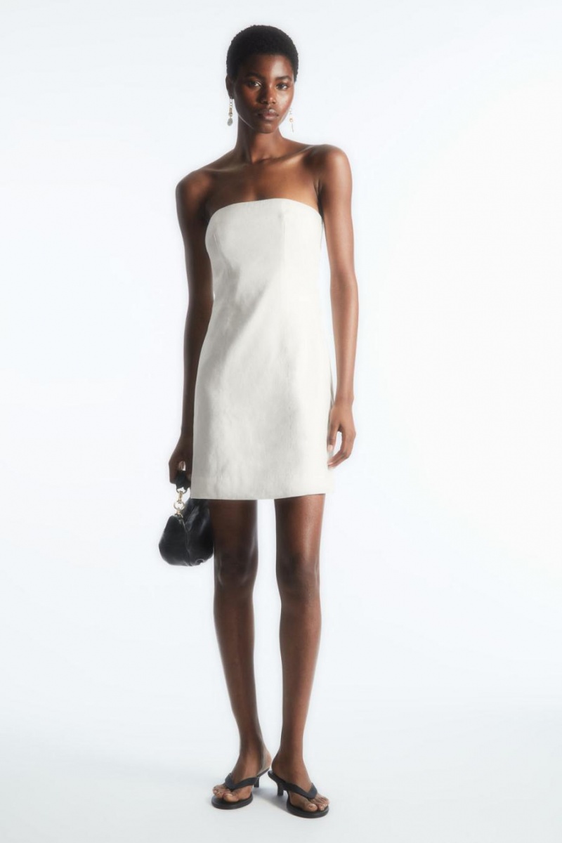 COS Linen-blend Mini Bustier Ruha Női Fehér | NZX-081523
