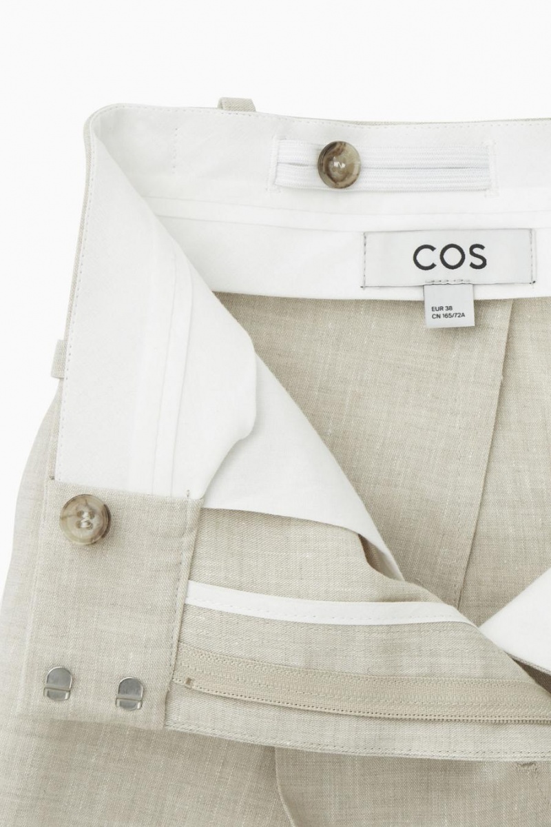 COS Linen-blend Széles Cipő-leg Tailored Nadrág Női Bézs | CUX-406859