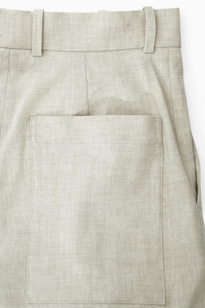COS Linen-blend Széles Cipő-leg Tailored Nadrág Női Bézs | CUX-406859