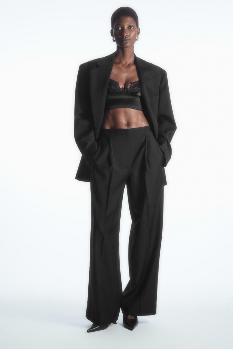 COS Longline Csipke-trimmed Silk Melltartó Női Fekete | XEY-406851