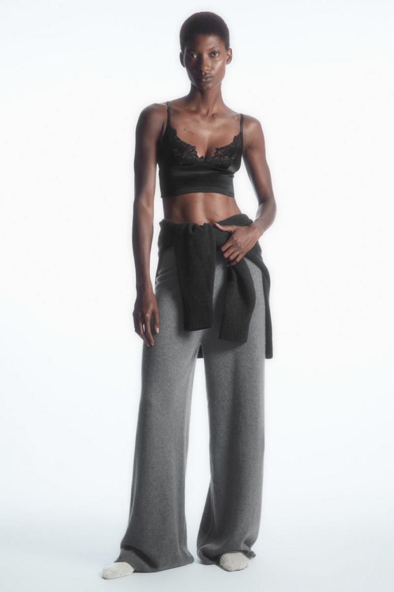 COS Longline Csipke-trimmed Silk Melltartó Női Fekete | XEY-406851