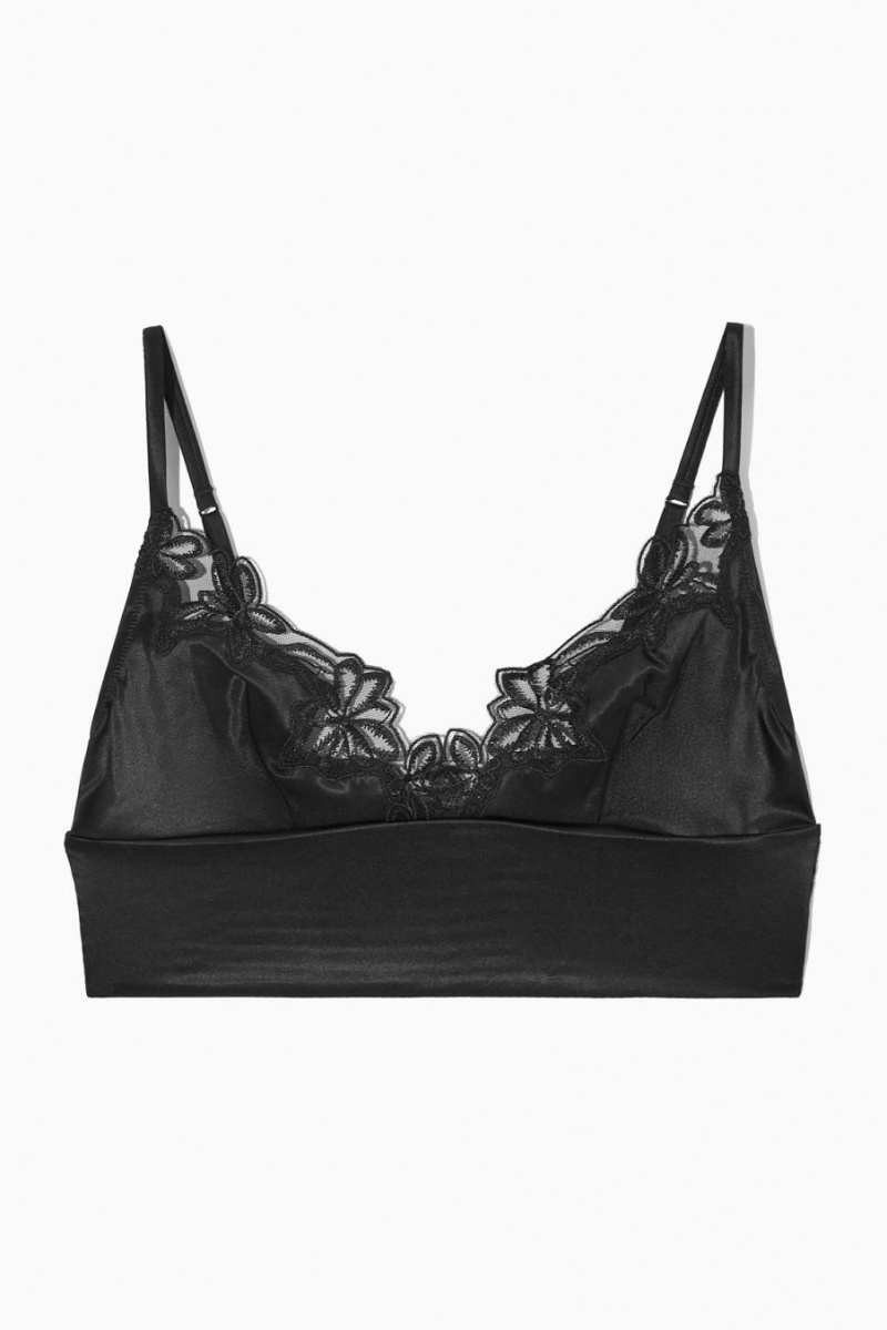 COS Longline Csipke-trimmed Silk Melltartó Női Fekete | XEY-406851