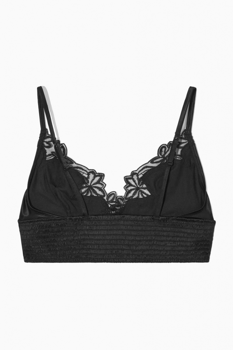 COS Longline Csipke-trimmed Silk Melltartó Női Fekete | XEY-406851