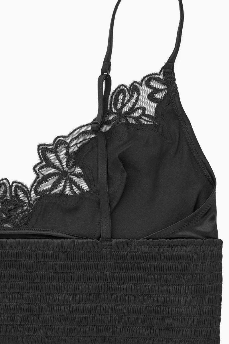 COS Longline Csipke-trimmed Silk Melltartó Női Fekete | XEY-406851