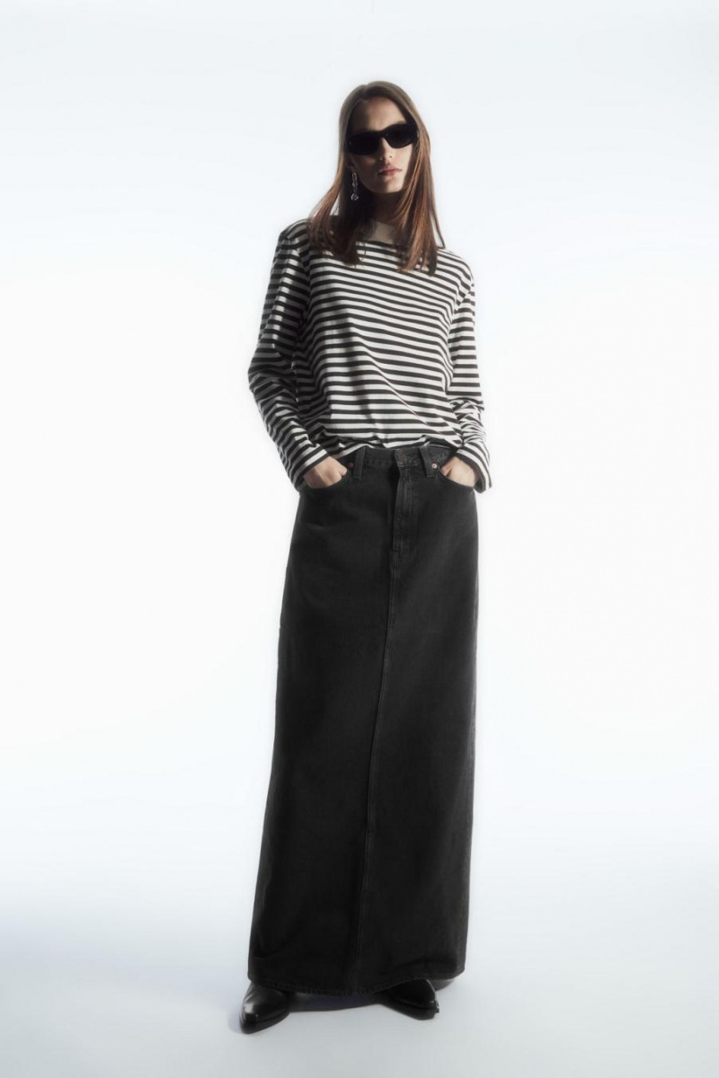 COS Long-sleeved Mock-neck Póló Női Sötétbarna | EXI-758932