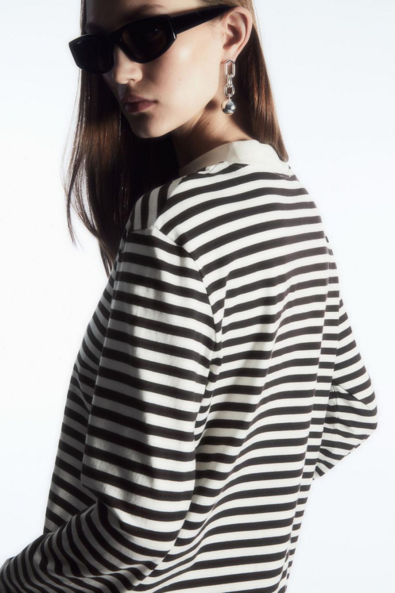 COS Long-sleeved Mock-neck Póló Női Sötétbarna | EXI-758932