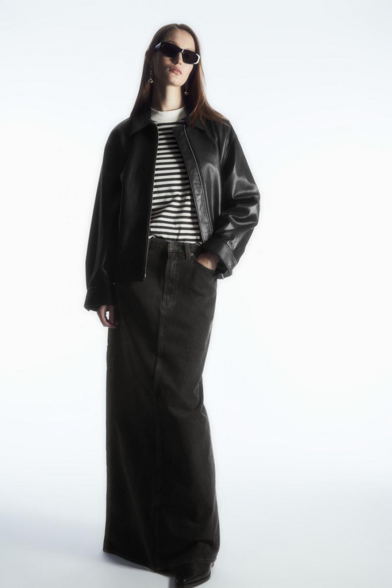COS Long-sleeved Mock-neck Póló Női Sötétbarna | EXI-758932