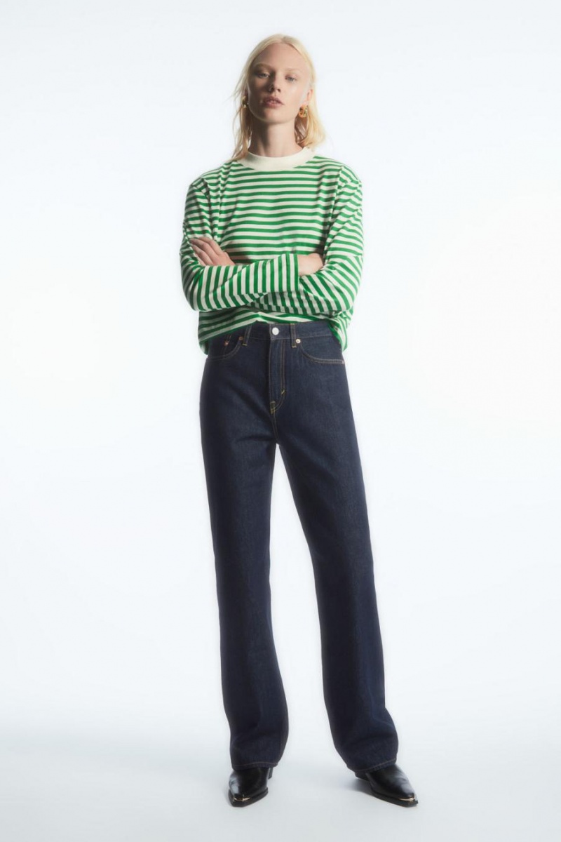 COS Long-sleeved Mock-neck Póló Női Zöld | AEP-641259