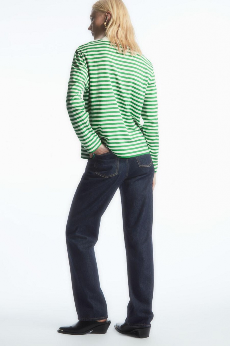 COS Long-sleeved Mock-neck Póló Női Zöld | AEP-641259