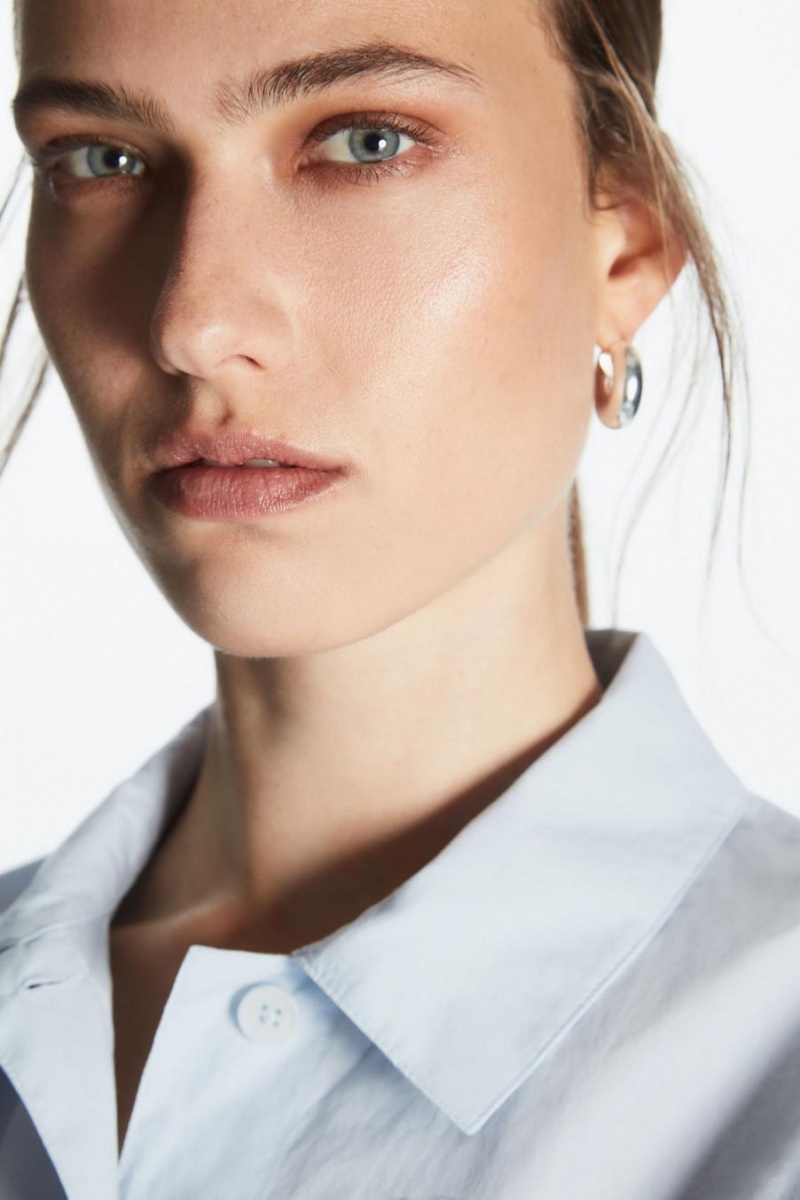 COS Long-sleeved Poplin Játszóruhák Női Világos Kék | XKQ-367824