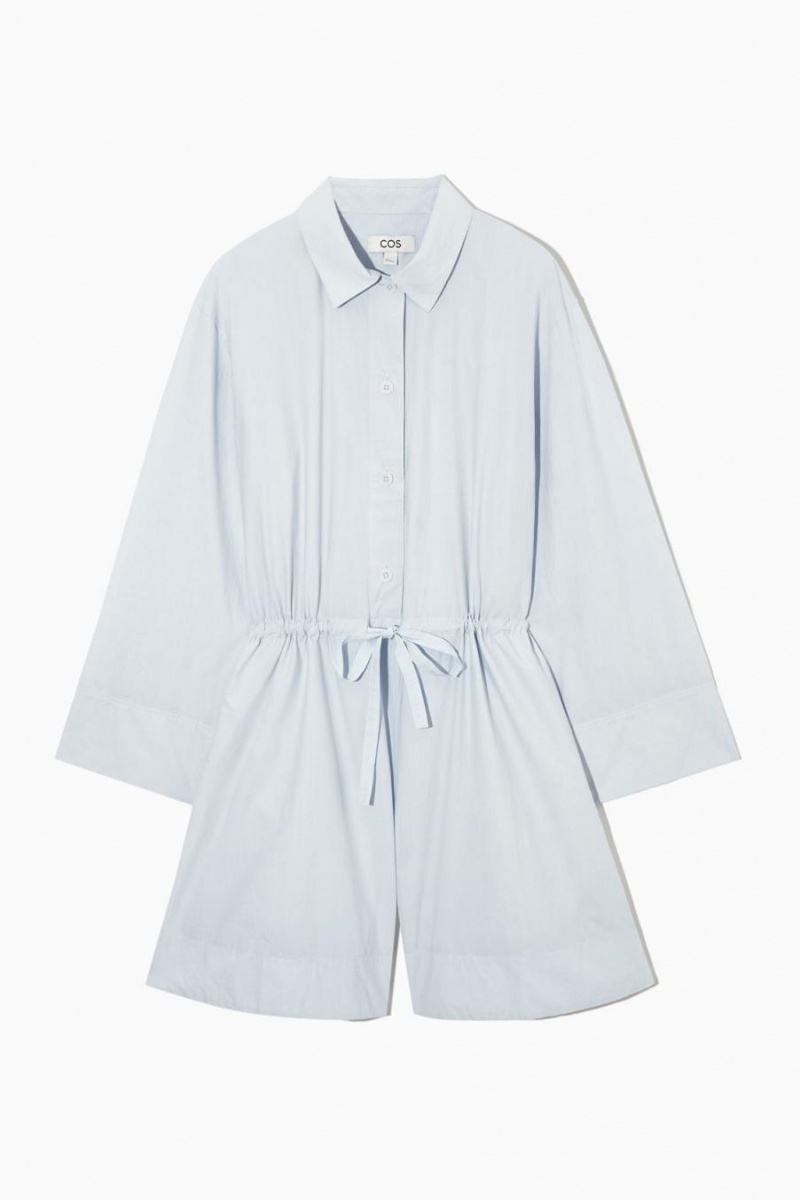 COS Long-sleeved Poplin Játszóruhák Női Világos Kék | XKQ-367824