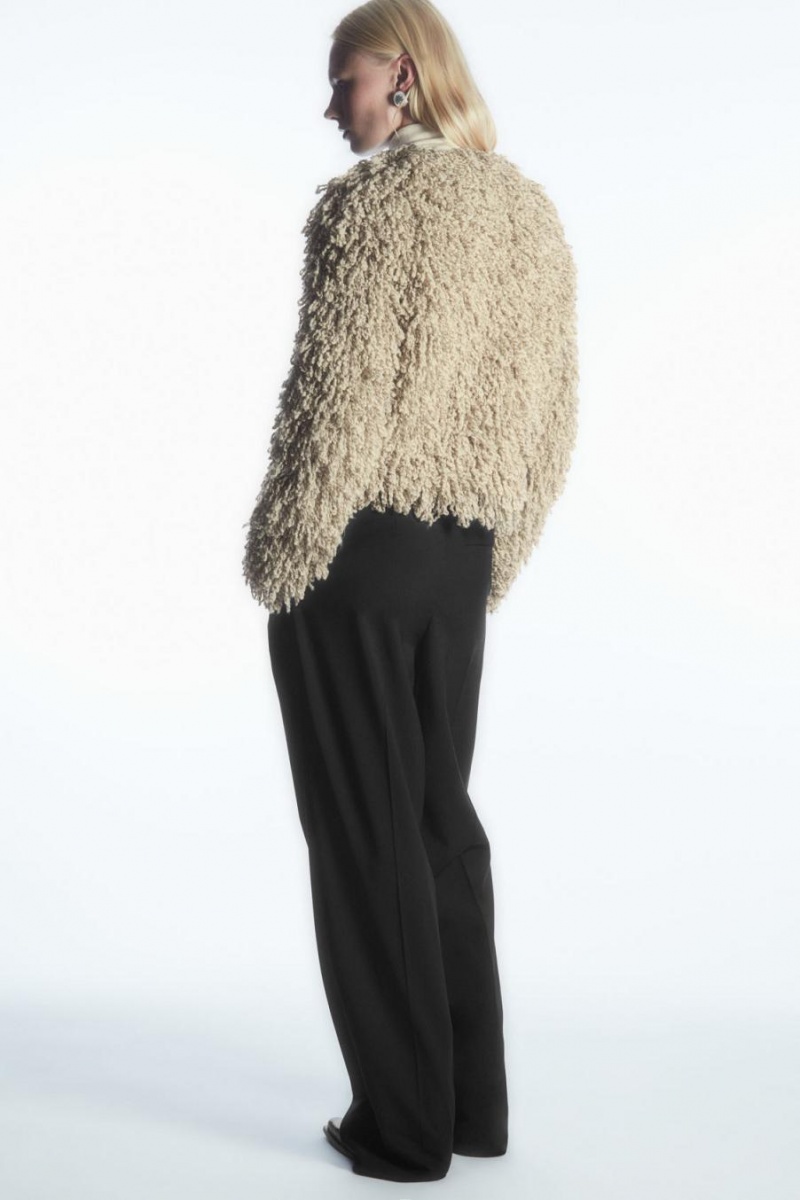 COS Loop-knit Gyapjú Kabát Női Bézs Fehér | ZNU-104782