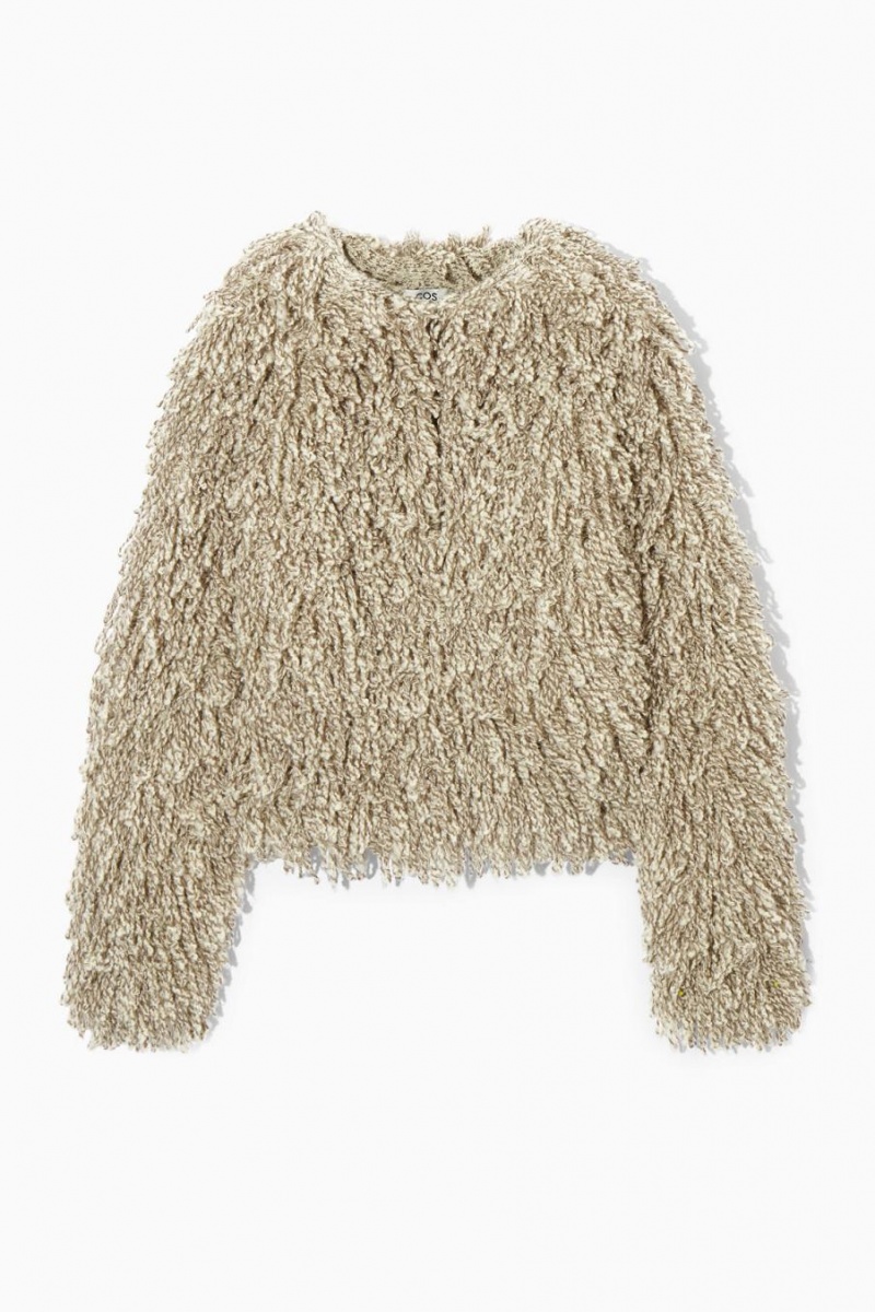 COS Loop-knit Gyapjú Kabát Női Bézs Fehér | ZNU-104782