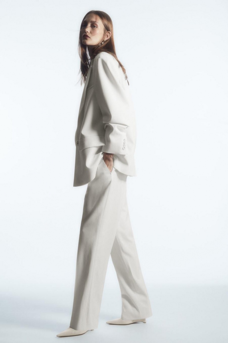 COS Low-rise Egyenes-leg Crepe Nadrág Női Fehér | WDV-670495