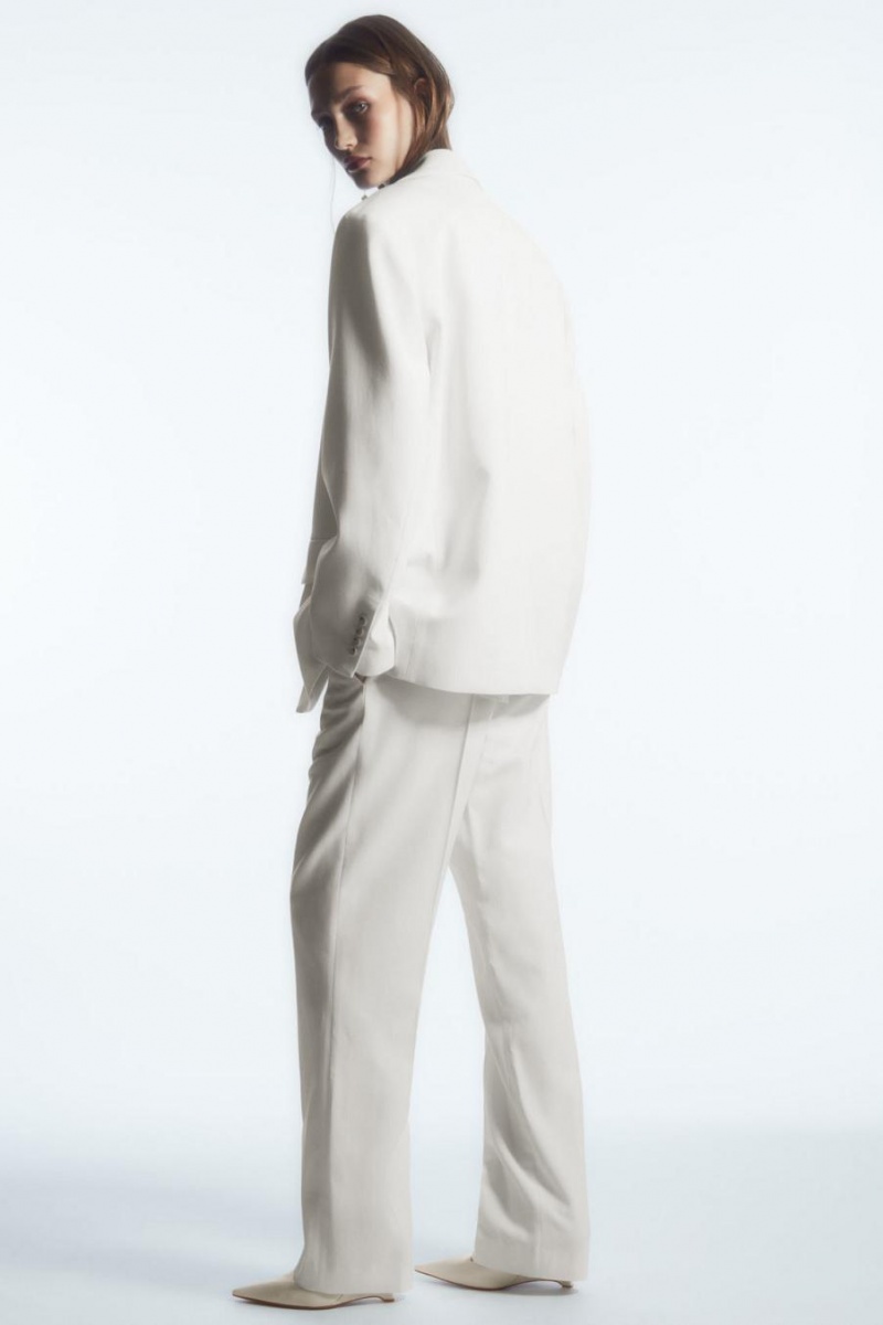 COS Low-rise Egyenes-leg Crepe Nadrág Női Fehér | WDV-670495