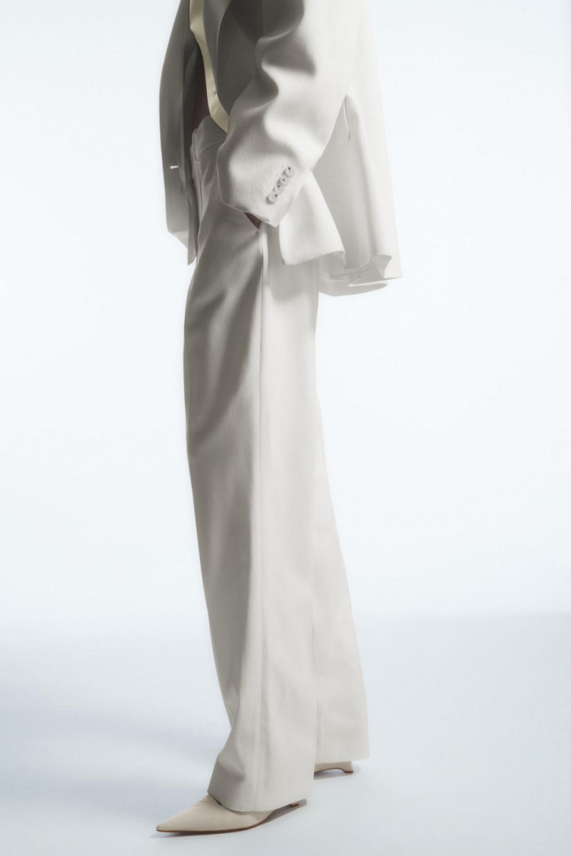 COS Low-rise Egyenes-leg Crepe Nadrág Női Fehér | WDV-670495