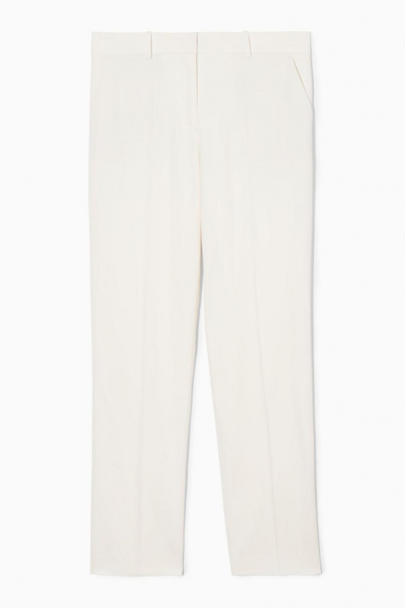COS Low-rise Egyenes-leg Crepe Nadrág Női Fehér | WDV-670495