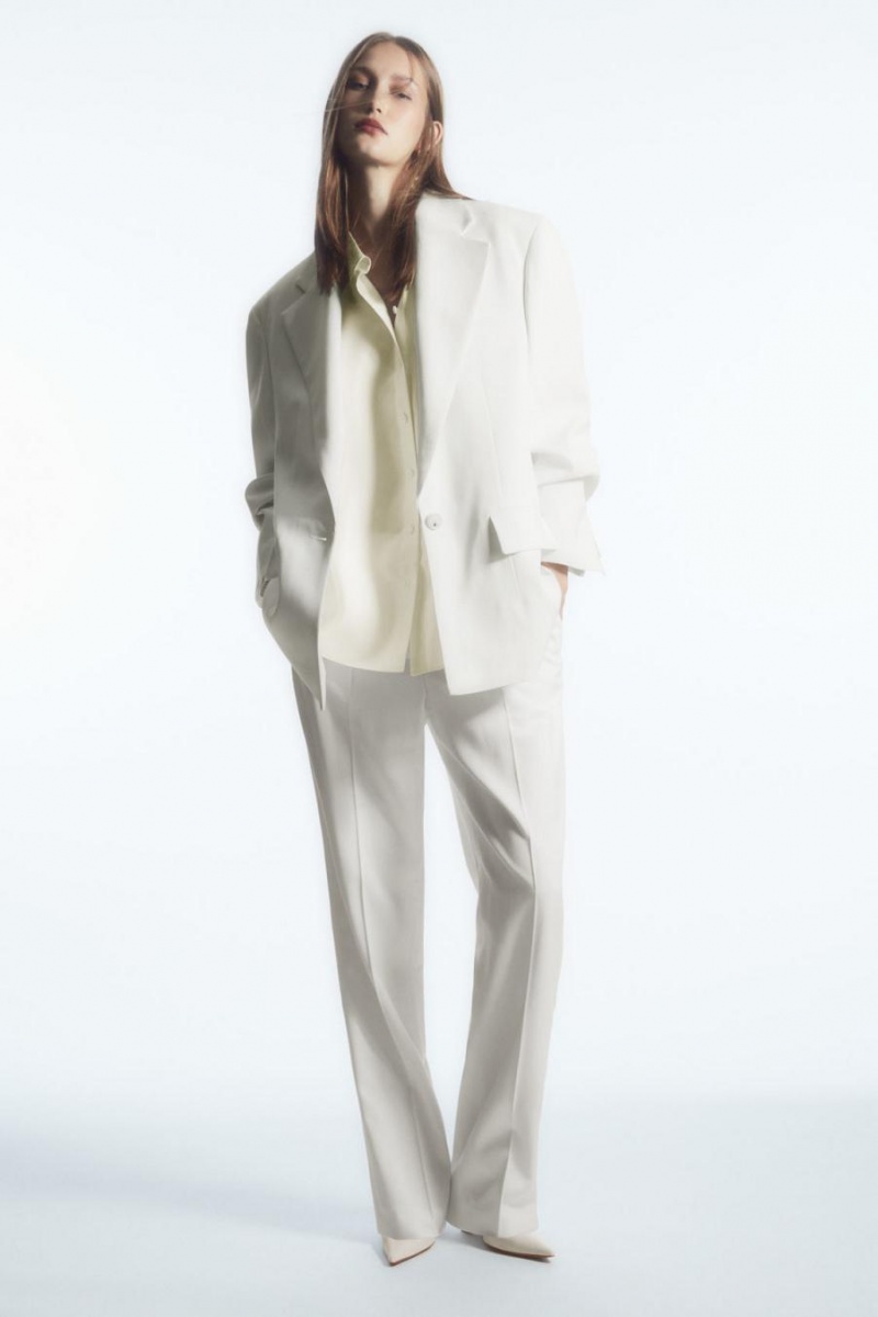 COS Low-rise Egyenes-leg Crepe Nadrág Női Fehér | WDV-670495
