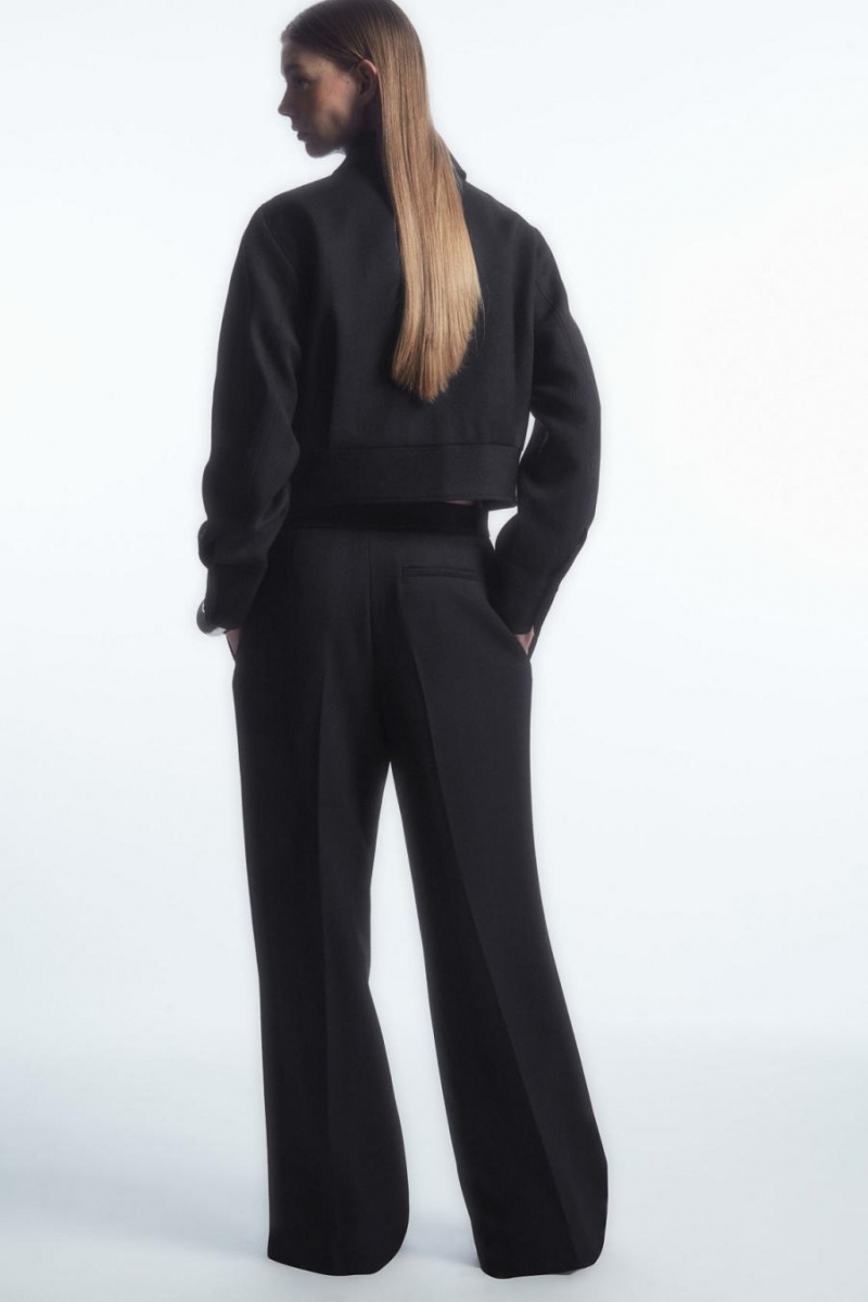 COS Low-rise Flared Tailored Gyapjú Nadrág Női Sötétkék | FOS-089542