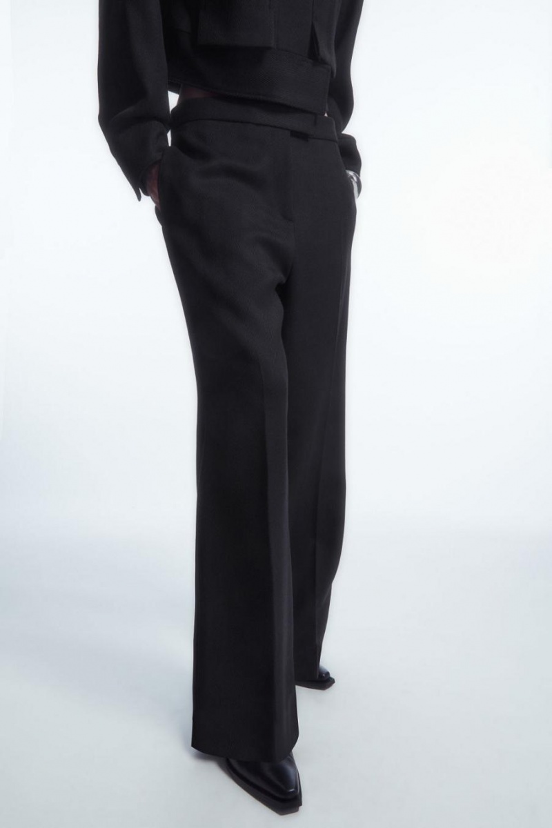 COS Low-rise Flared Tailored Gyapjú Nadrág Női Sötétkék | FOS-089542