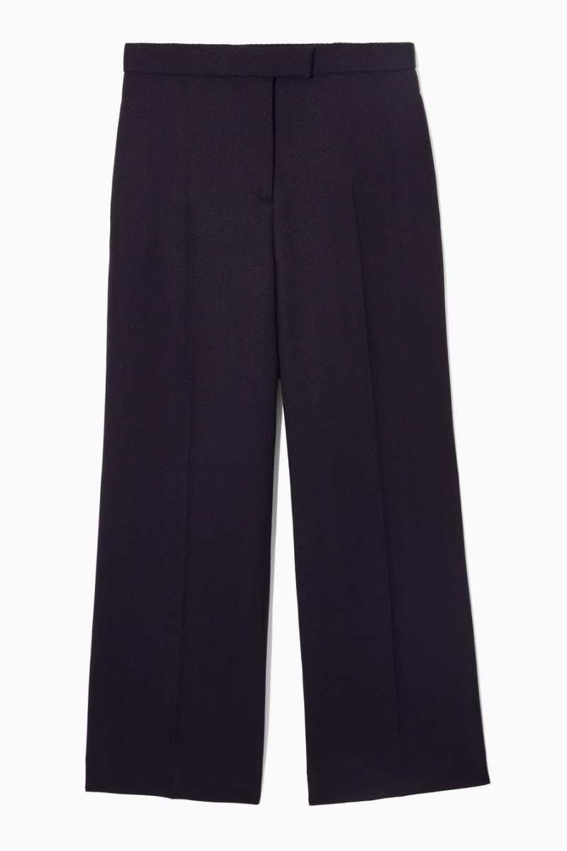 COS Low-rise Flared Tailored Gyapjú Nadrág Női Sötétkék | FOS-089542