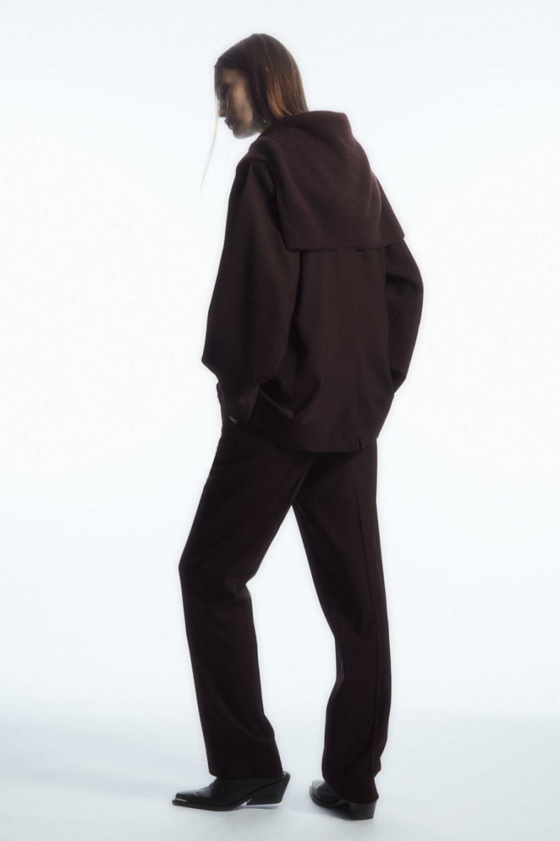 COS Low-rise Tailored Gyapjú Nadrág Női Sötétbarna | ZOM-179462