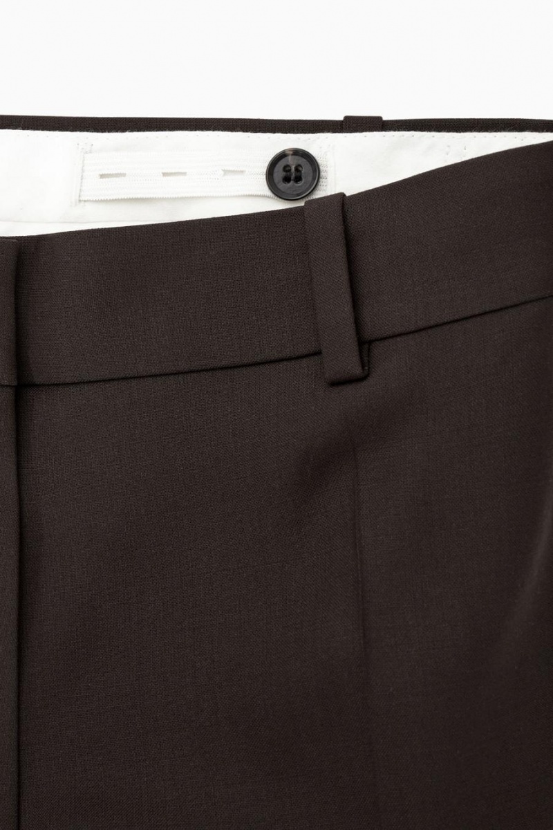 COS Low-rise Tailored Gyapjú Nadrág Női Sötétbarna | ZOM-179462