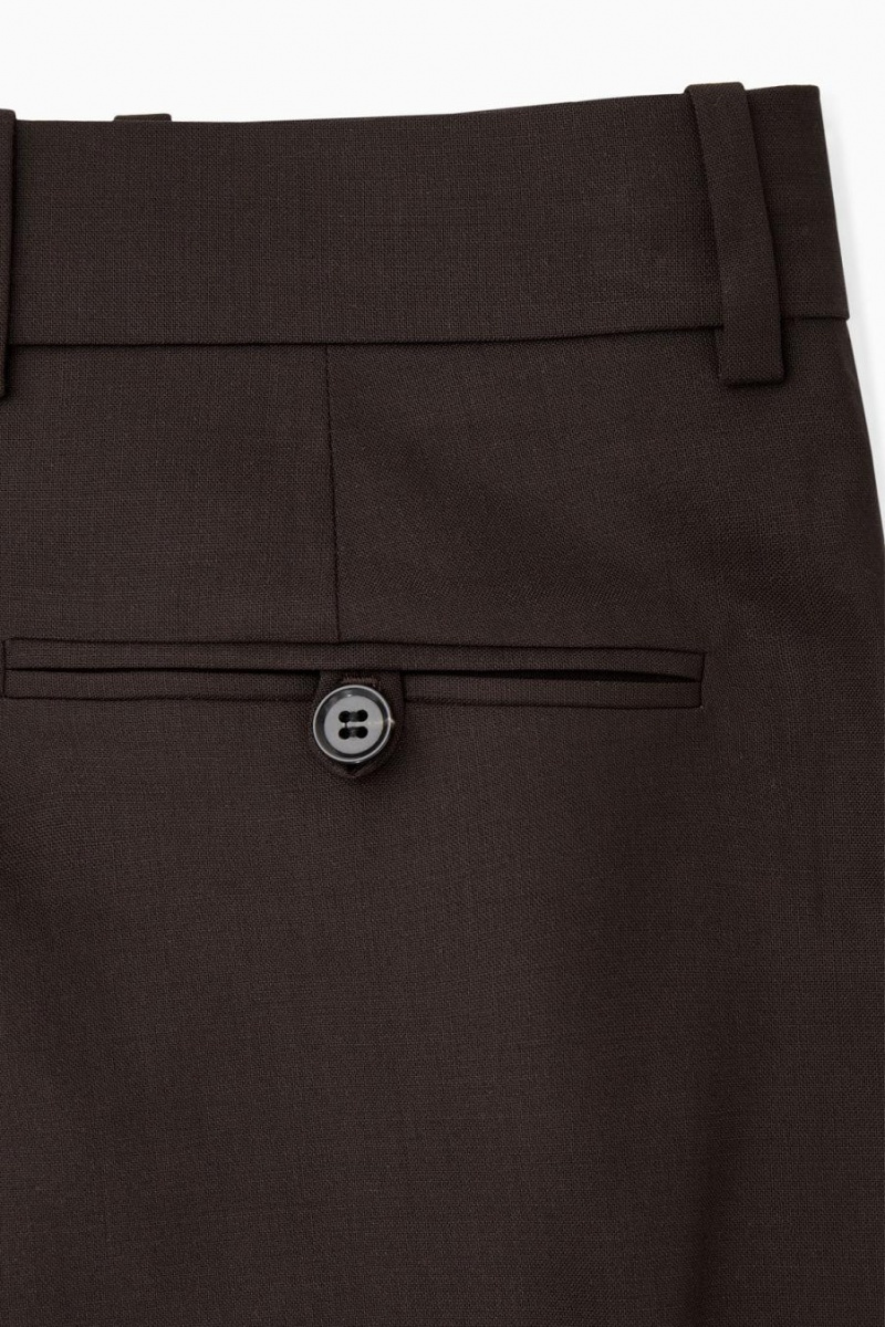 COS Low-rise Tailored Gyapjú Nadrág Női Sötétbarna | ZOM-179462