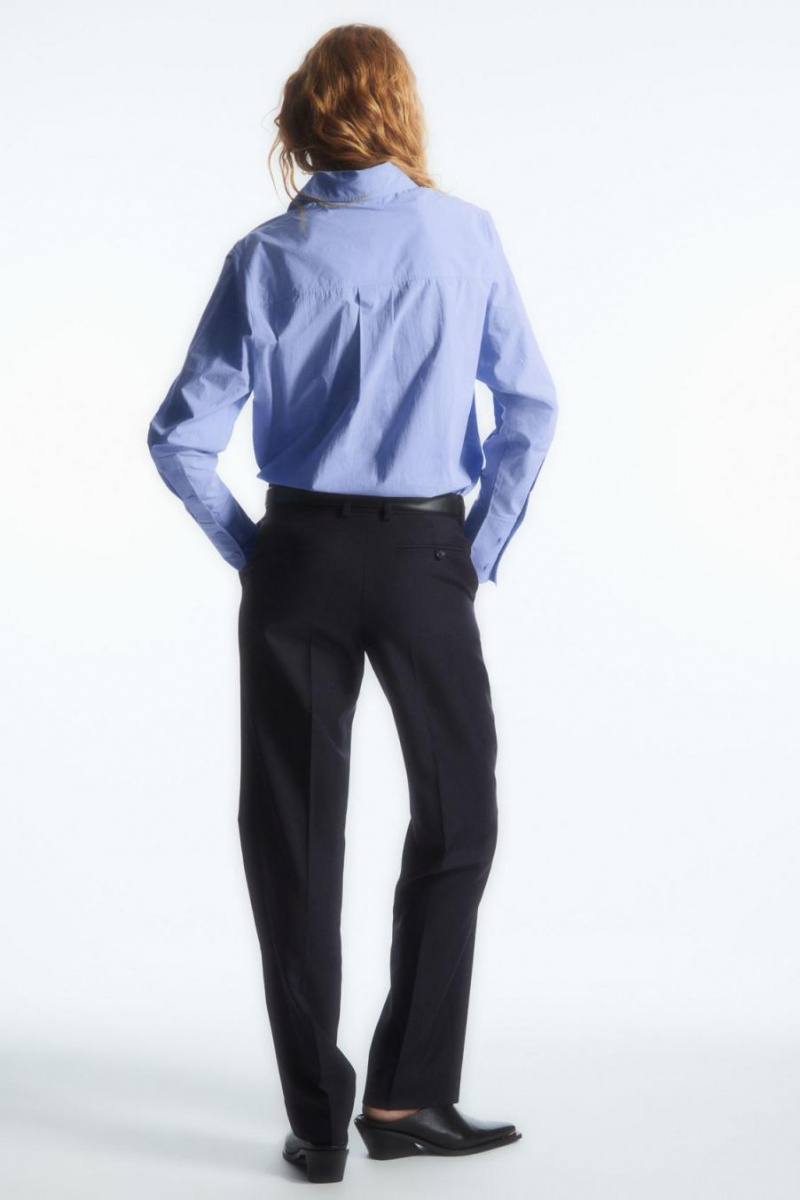 COS Low-rise Tailored Gyapjú Nadrág Női Sötétkék | RFE-543280