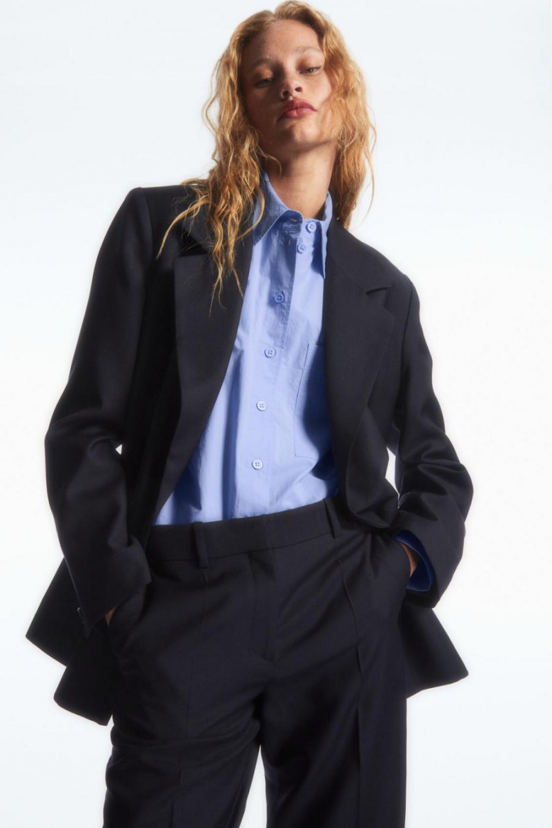 COS Low-rise Tailored Gyapjú Nadrág Női Sötétkék | RFE-543280