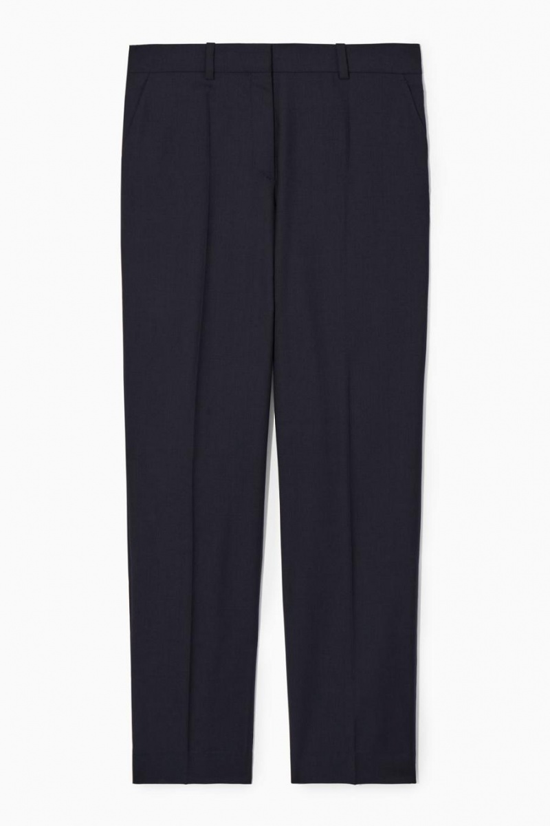 COS Low-rise Tailored Gyapjú Nadrág Női Sötétkék | RFE-543280