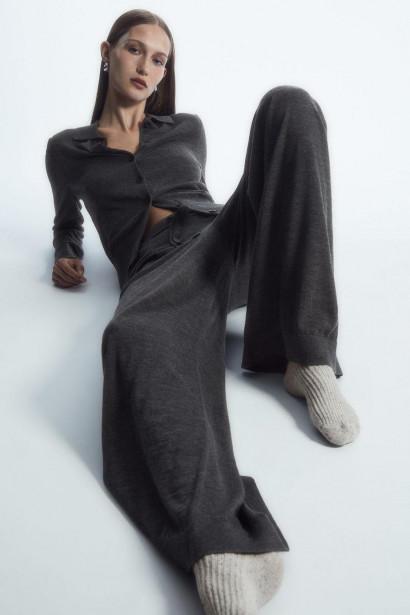 COS Merino Gyapjú Drawstring Nadrág Női Sötétszürke | XCA-840659