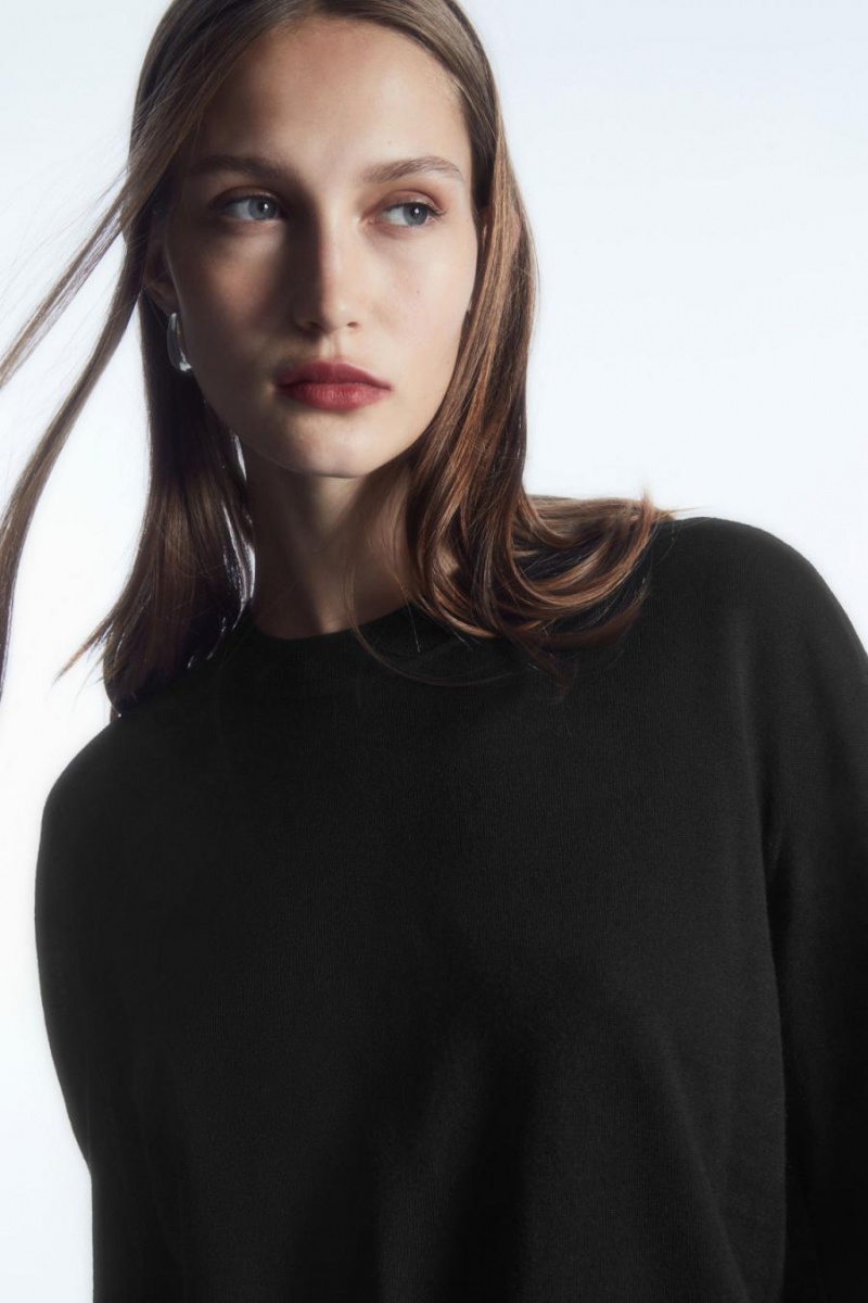COS Merino Gyapjú Jumpers Női Fekete | IWH-051638