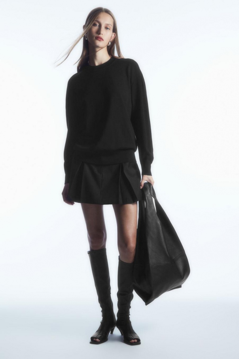 COS Merino Gyapjú Jumpers Női Fekete | IWH-051638