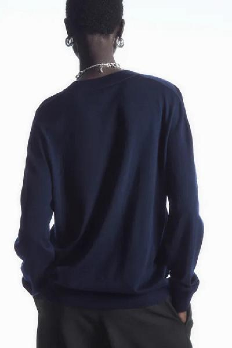COS Merino Gyapjú Jumpers Női Sötétkék | GZS-467832